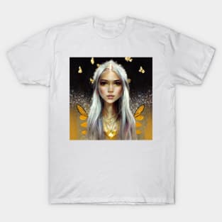 Gold Faerie by Kim Turner Art in MidJourney T-Shirt